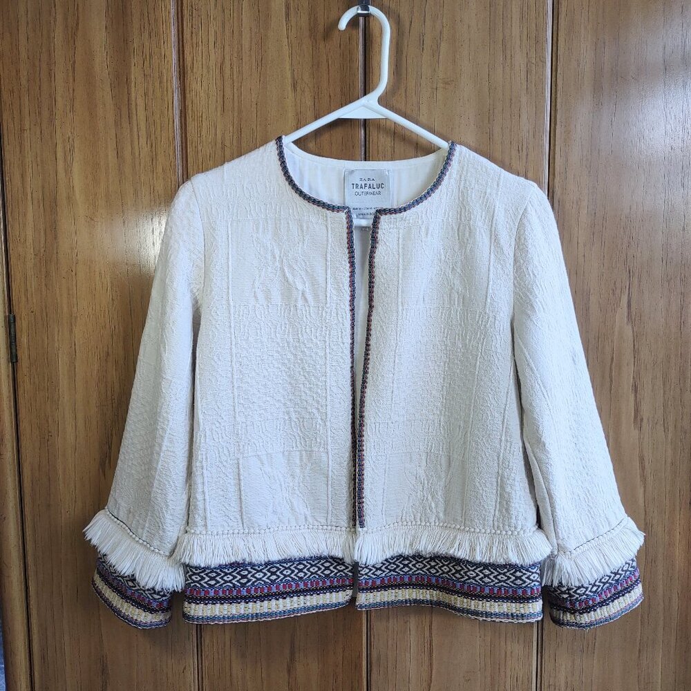 Zara Ivory Blazer with Colorful Trim
